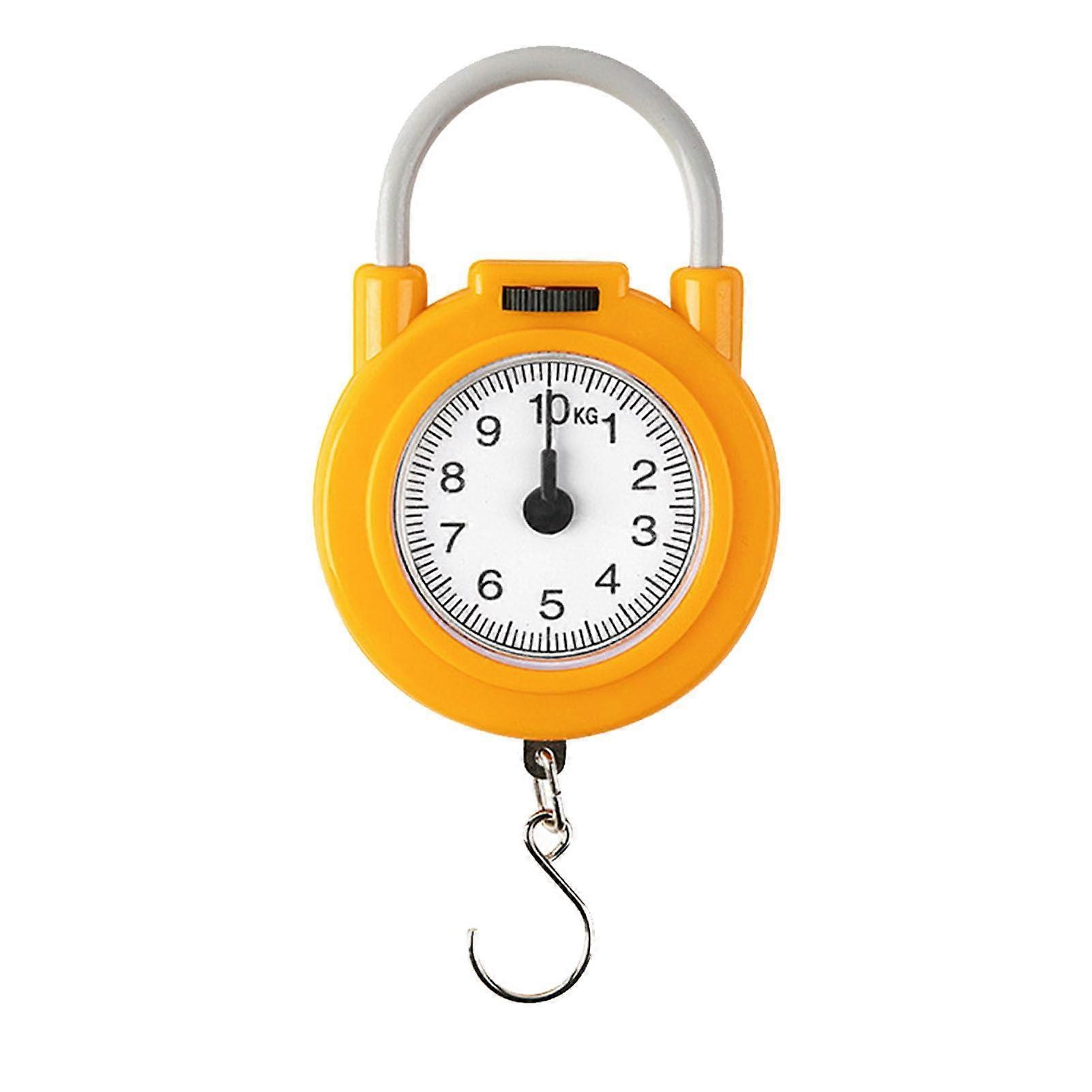 Hanging Luggage Scale with Large Hook, Portable Metal Hand Scale, Comfortable Handle, Yellow Crane Scale for Travel