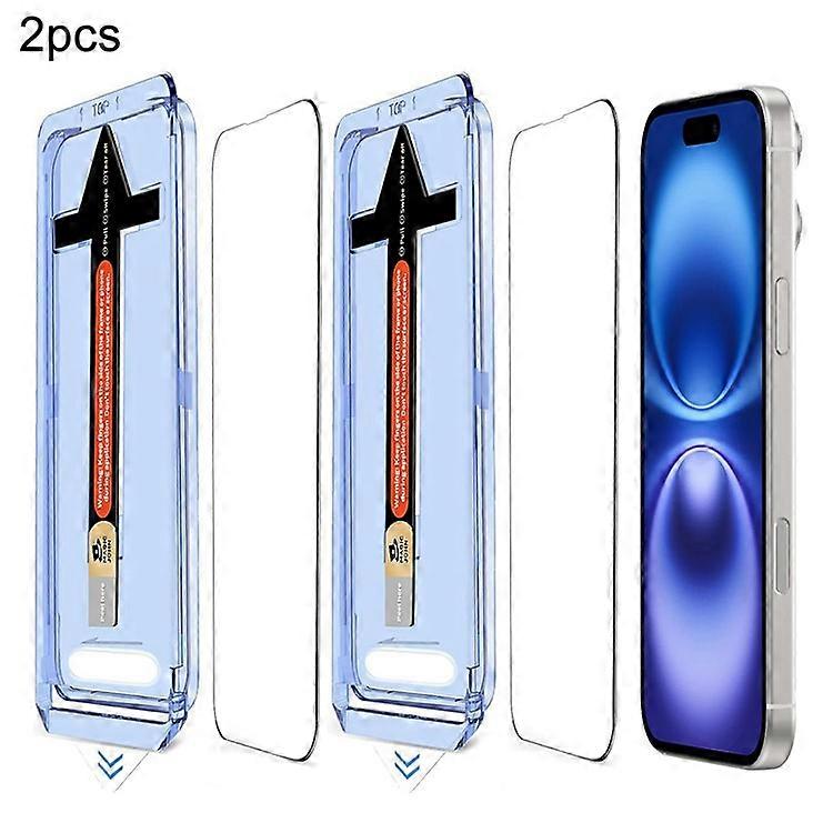 2 Sets Compatible For iPhone 16 Plus / 15 Plus Tempered Glass HD Clear Screen Protector with Automatic Dust Removal Tool