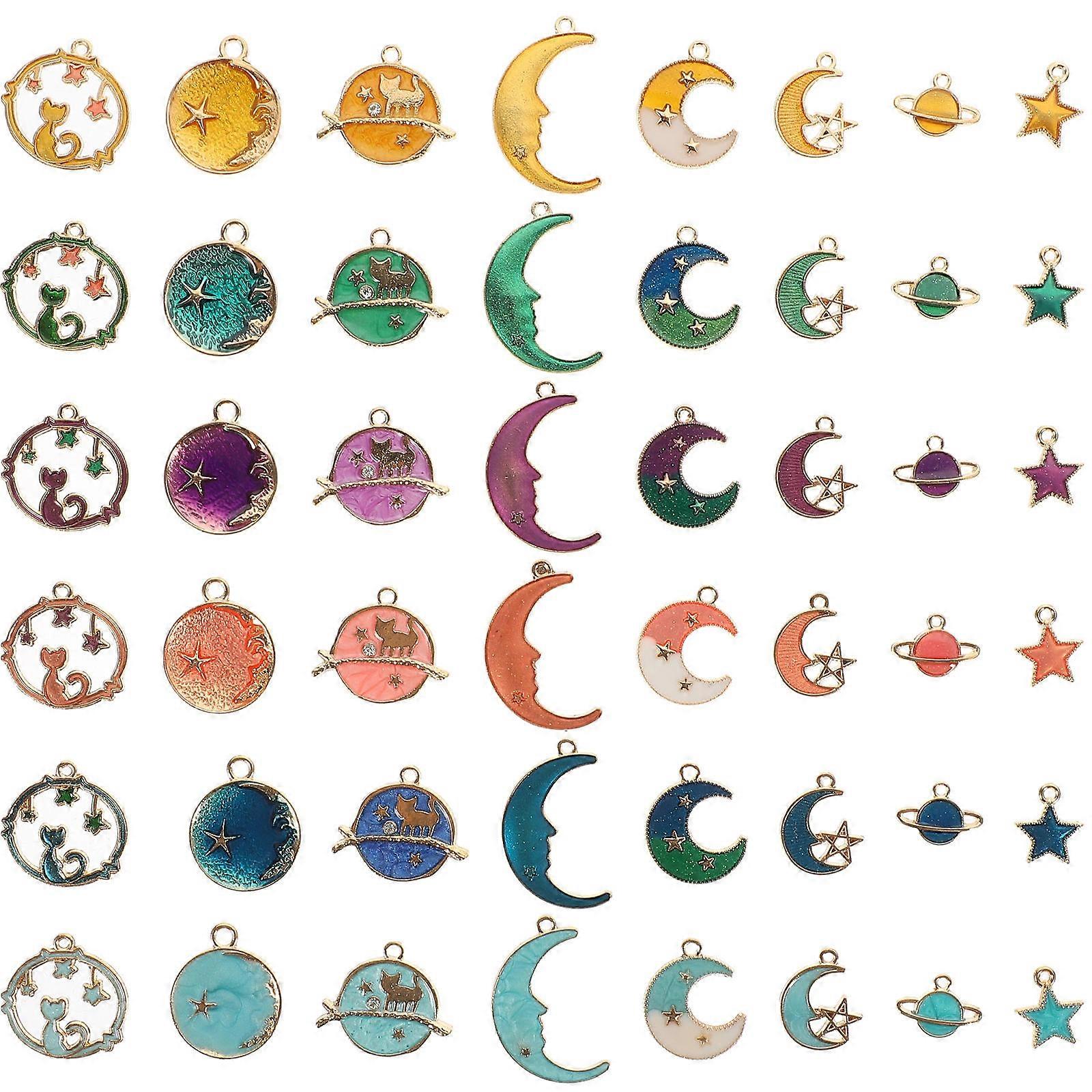 48PCS Moon Design Alloy Charms for DIY Necklaces, Pendants, Bracelets & Keychains Durable & Safe for Jewelry Making