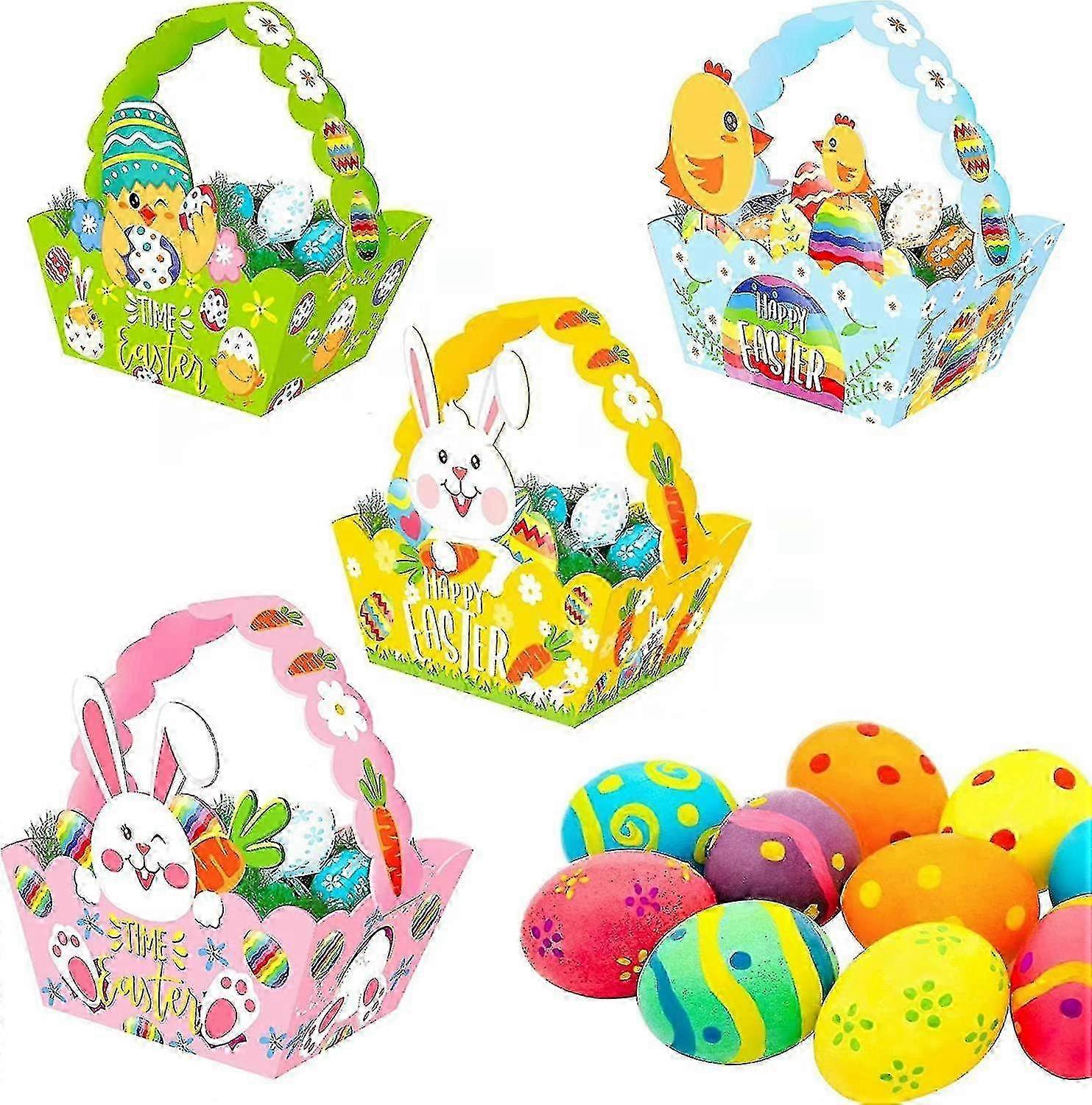 Easter Basket With Handle | Adorable Cartoon Rabbit Egg Baskets With Handle, Reusable Treat Boxes for Kids Easter Party Egg Hunt