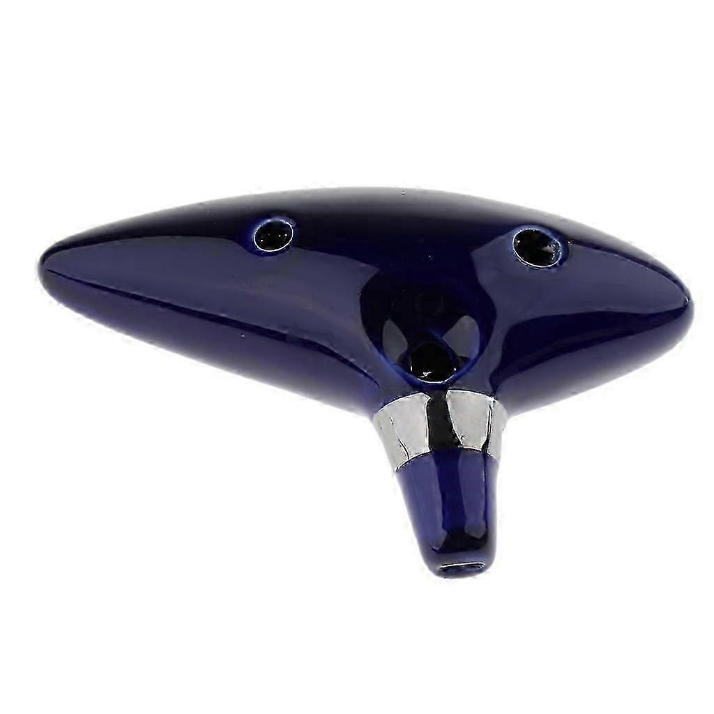 12 Holes Ceramic Glaze Ocarina with Custom Hand-Made Stand Holder Suitable for Various Musical Uses