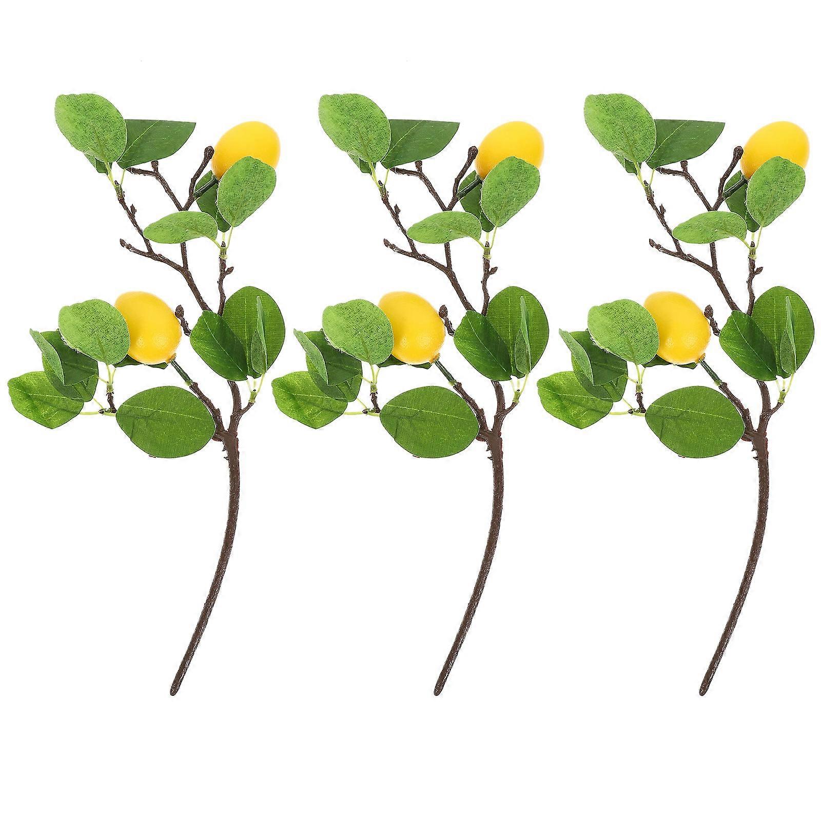 Safe Plastic Lemon Branches for DIY Craft, Realistic仿真Adornment