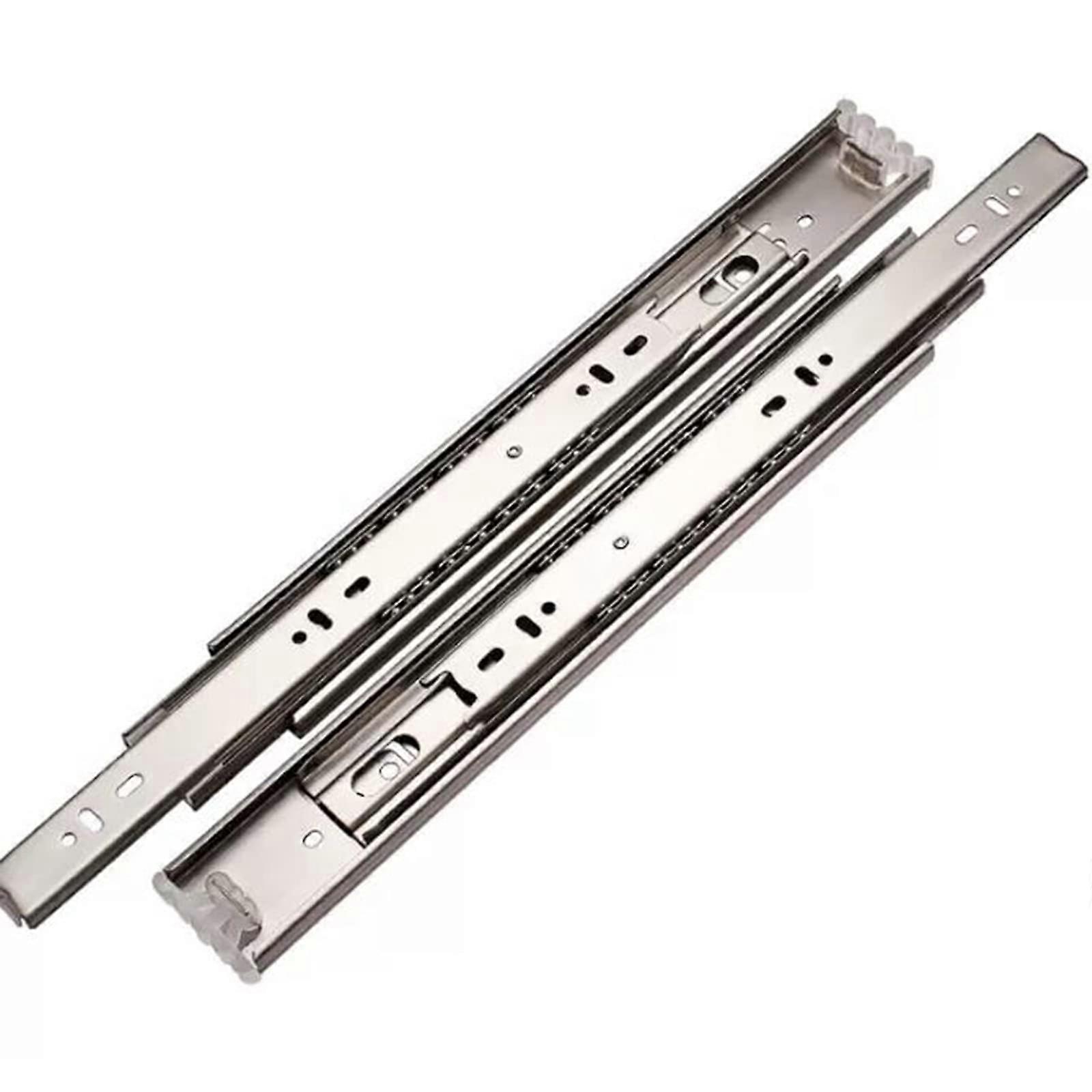 Drawer Track, Stainless Steel Drawer Slide Rail, Side-Mounted Three-Section Silent Ball Bearing, 30 Kg Load, 14 In, Sand