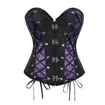 Gothic Steampunk Corset With Chain Detailing Breathable Polyester Waist Trainer For Victorian Retro Costume Parties  Purple XL