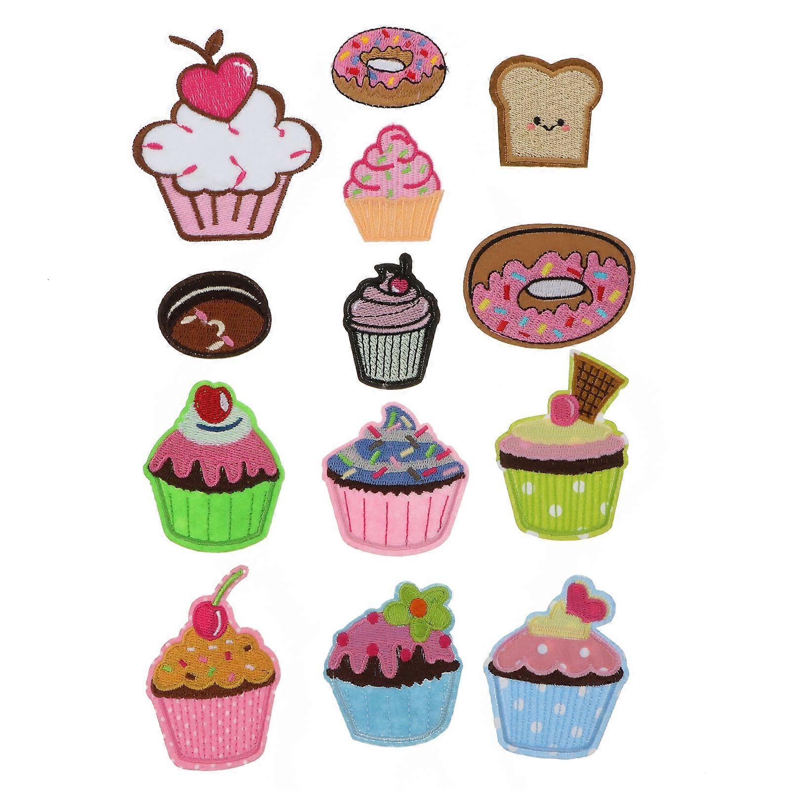 Cupcake Cloth Patch Iron on Patches for Sewing 13Pcs with Assorted Colors