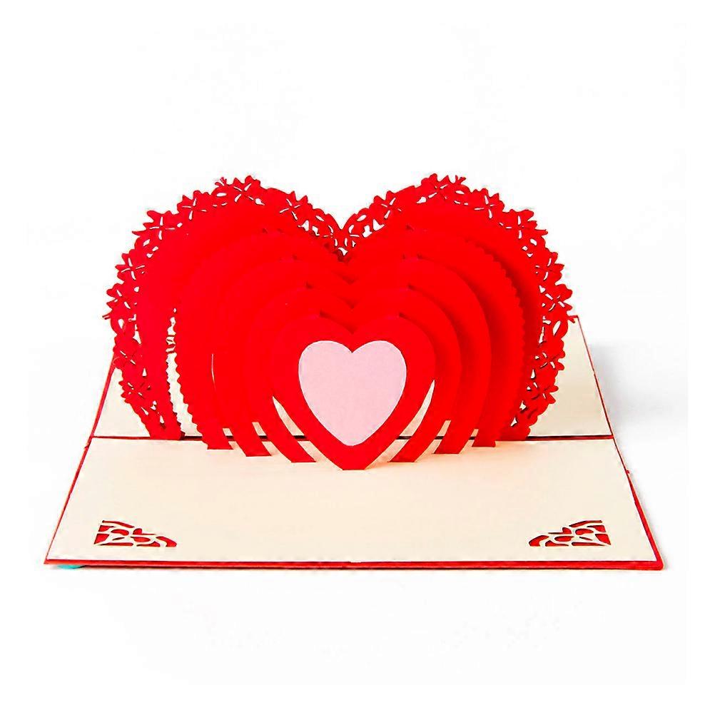 Valentines Day Greeting Cards Hearts 3D Up Handmade Red 1Pack