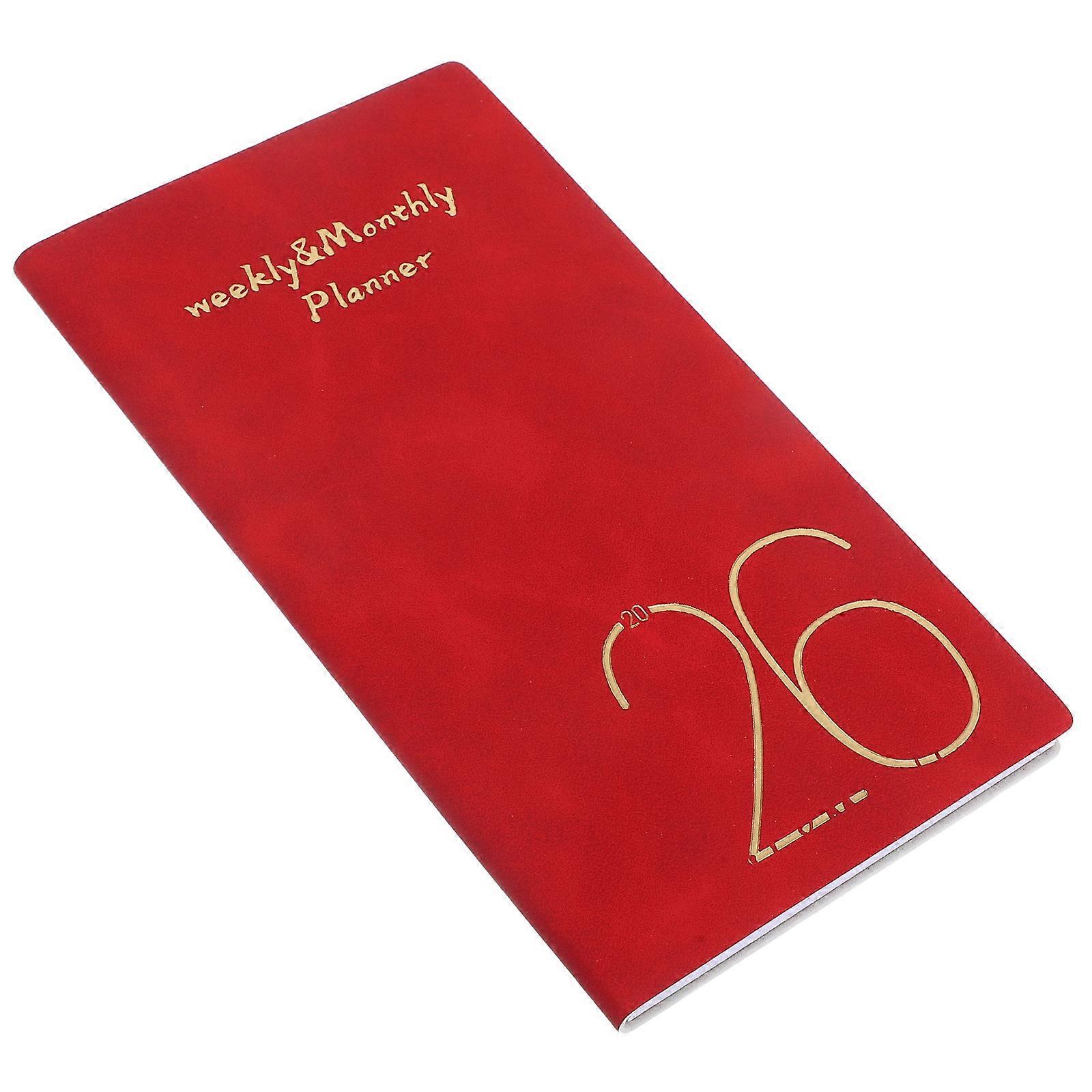 Red Daily Planner Notebook for Work with Notes Section Pocket Size 2026