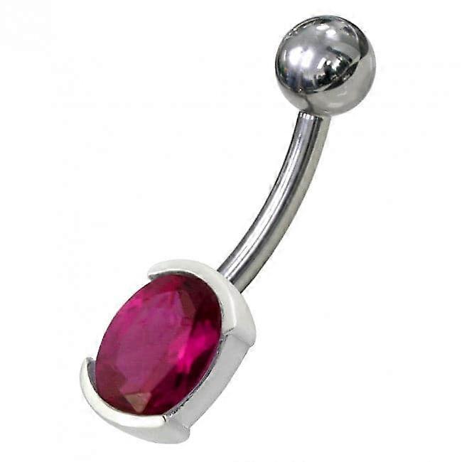 Fancy Gem Stone Titanium Non-moving Banana Bar Belly Ring