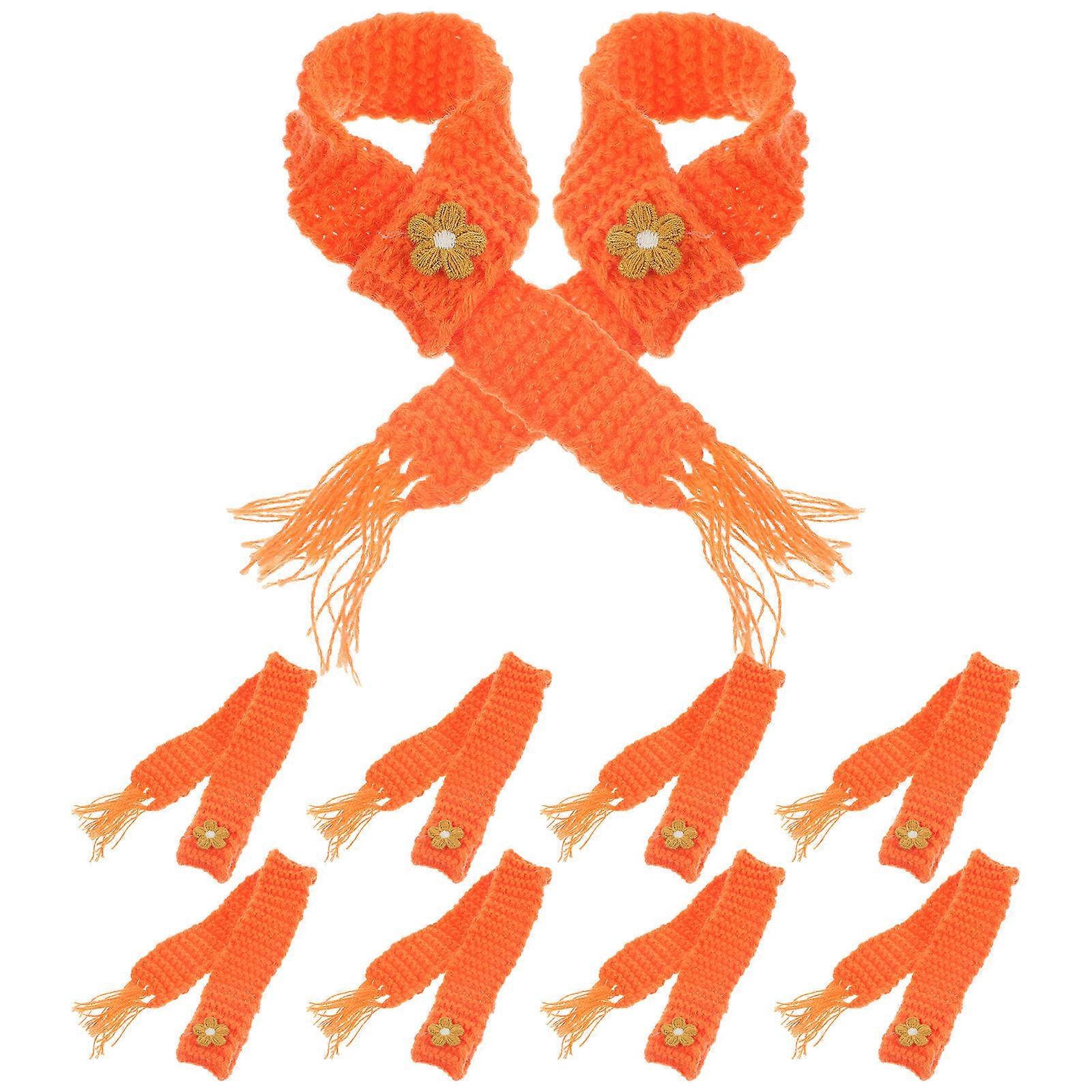 Mini Scarf Adjustable Doll Accessory Orange Cotton Decorative Diy Projects 10Pcs