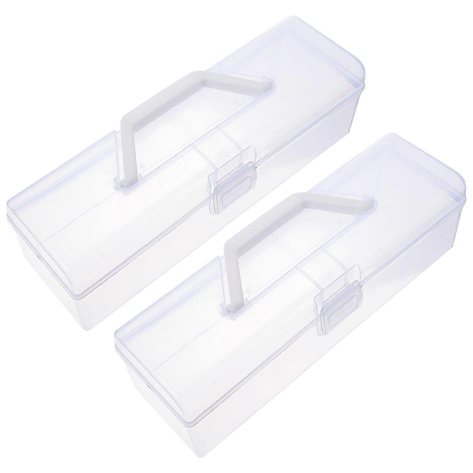 2 Pcs Transparent Storage Box For Painting And Calligraphy Tools, Durable Plastic Craft Organizer, Portable Design For Art Supplies And Pens