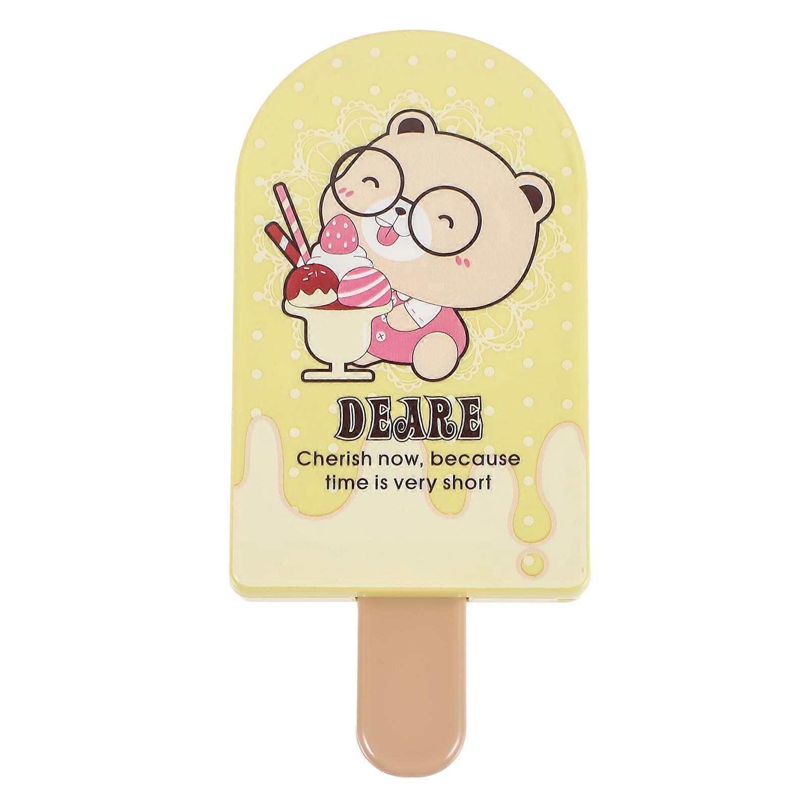 Cute Travel Mirror Portable Folding Mirror Round Shape Plastic Material Women Everyday Use 1Pack