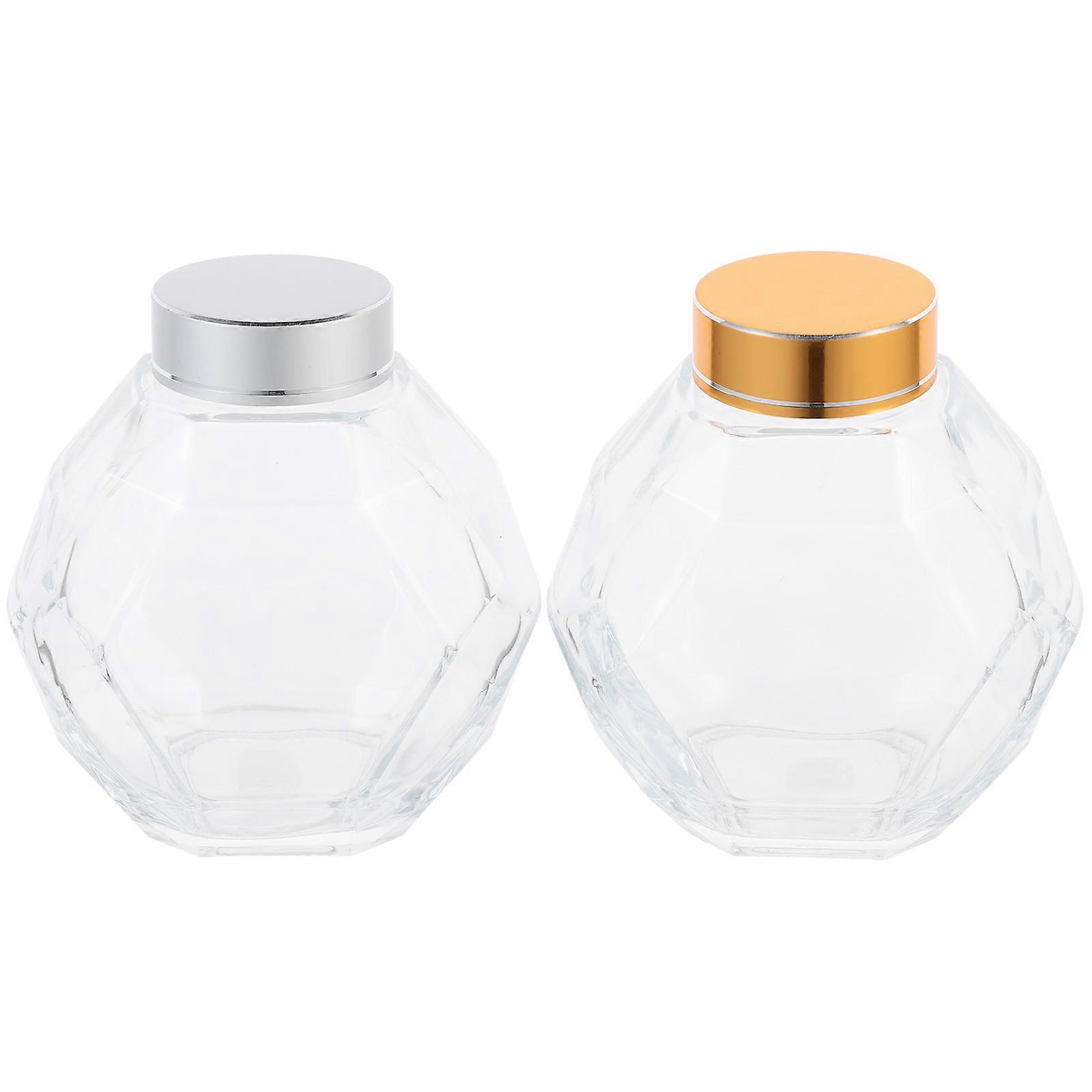 Sealing Clear Glass Honey Bottle Bee Daily Use 2Pcs