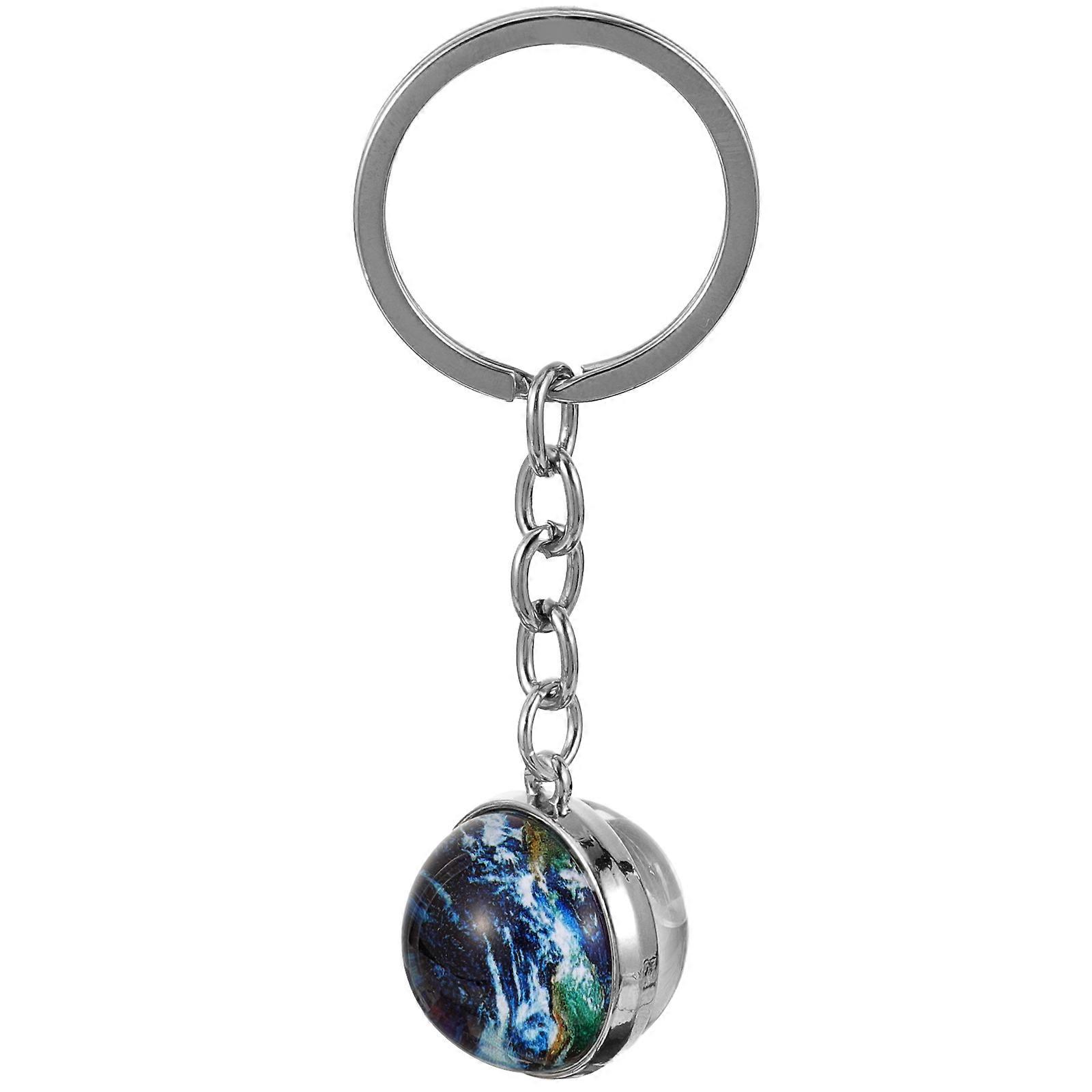 Sturdy Double Sided Glass Globe Keychain Pendant for Durable Bag Hanging Ornament – Lightweight Backpack Accessory for Family and Friends