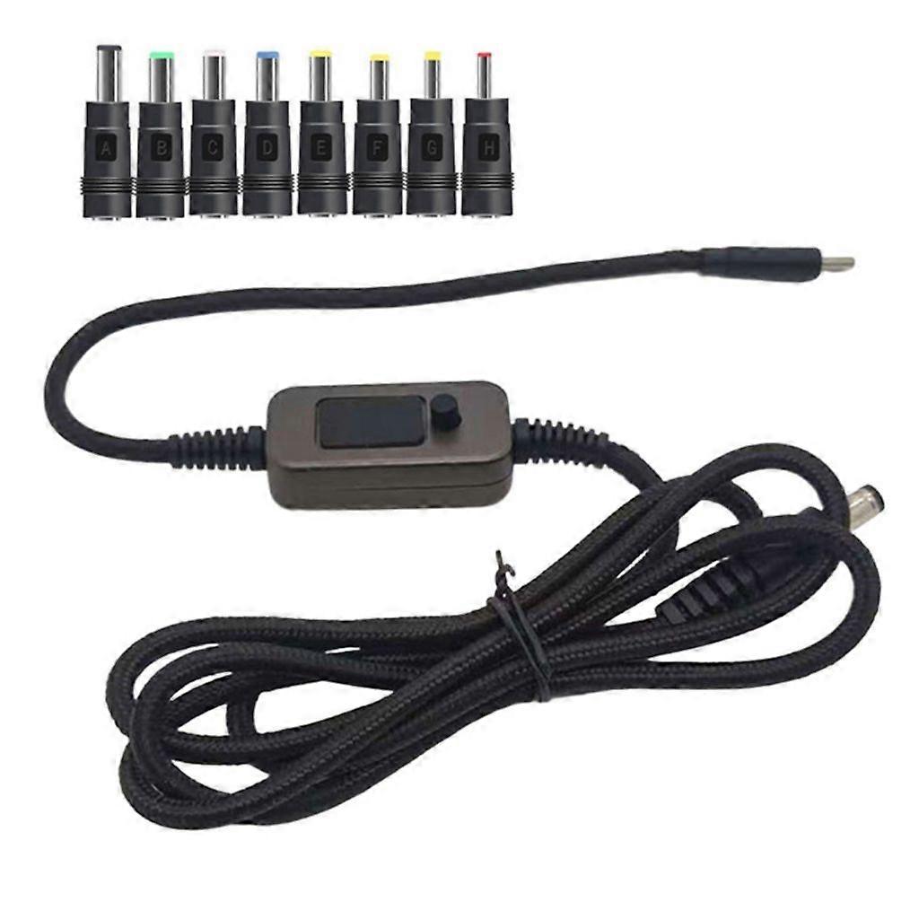 Adjustable Voltages USB C To DC5521 Power Cord With 8 Adapters For Laptops