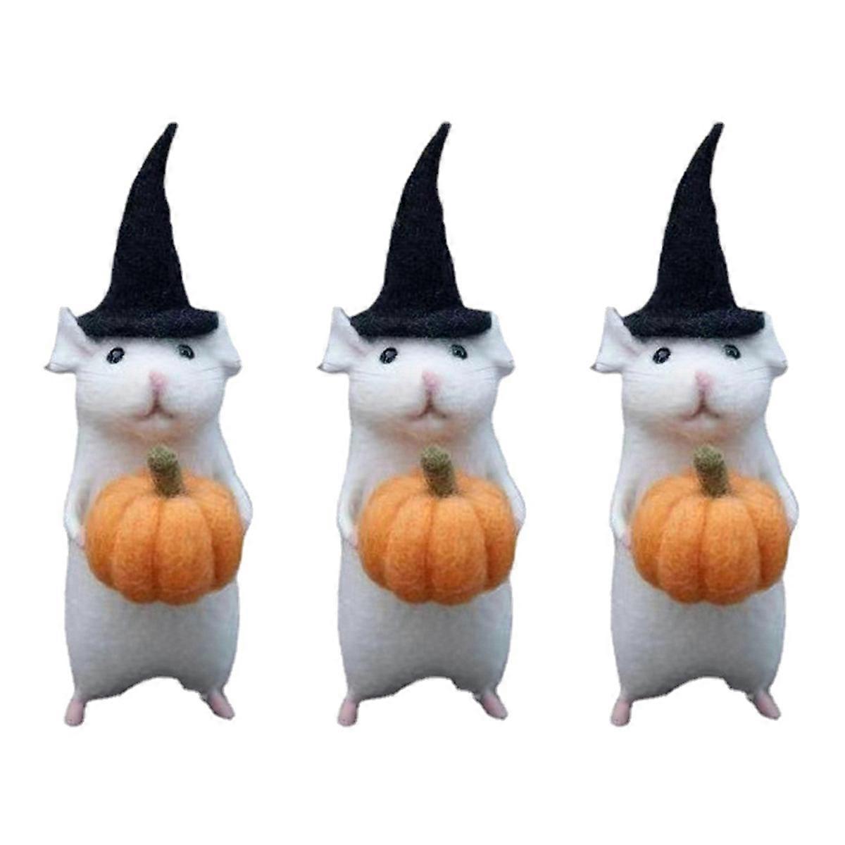 Halloween Mouse with a Pumpkin Felted Animals,D