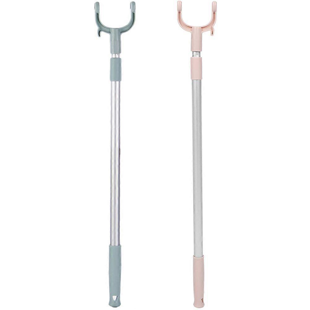2Pcs Retractable Clothesline Rod Clothes Reaching Rods Adjustable Reaching Pole