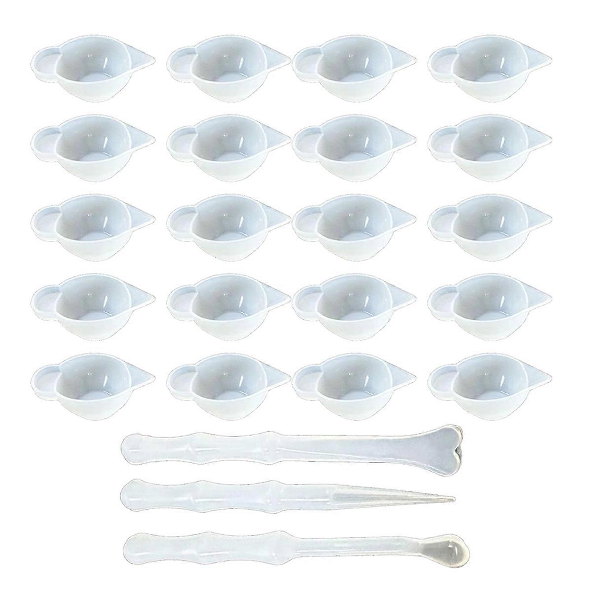 23PCS Silicone Moldling Cup Dispenser Mini Measuring Mixing Bowl with Spoon Stirring Stick Ornaments