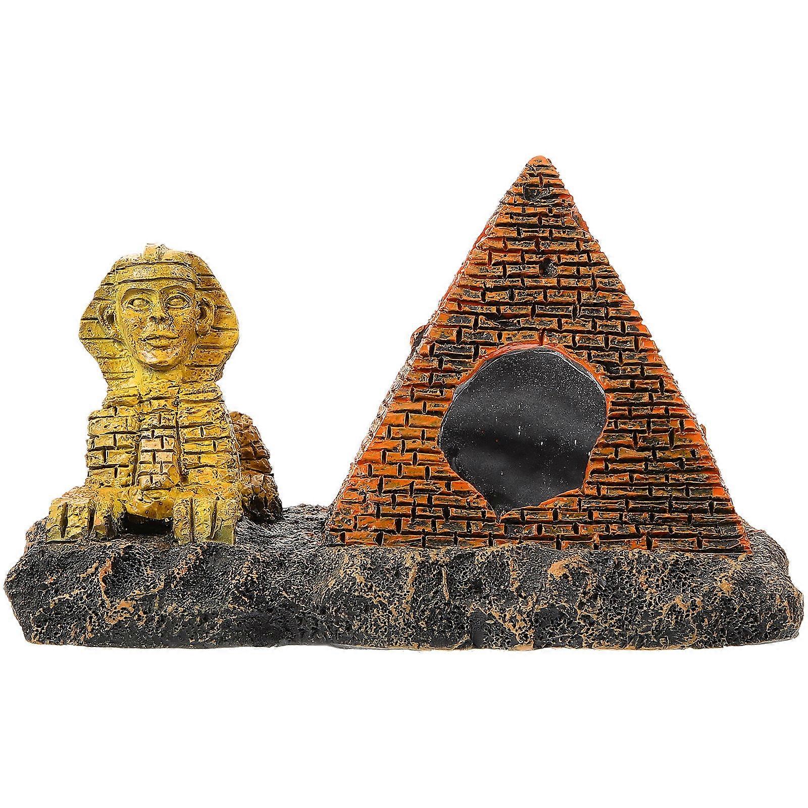 Aquarium Resin Decor Pyramid Shape Fish Tank Decoration Elegant Hiding Spot For Turtles 1Pack