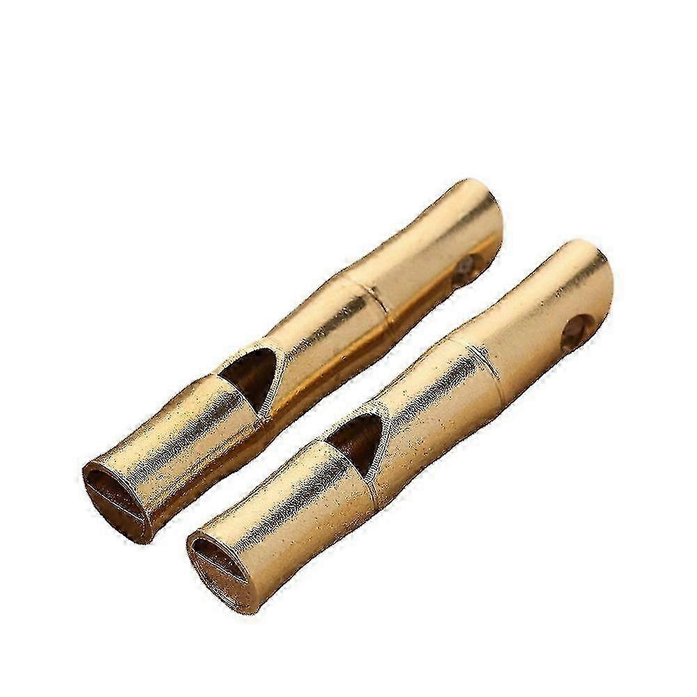2 stk håndlaget messing bambus nød overlevelsesfløyte for utendørs, fotturer, camping, jakt