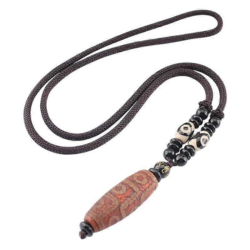 Men's necklace with agate beads in style – stylish sweater chain pendant with crackled agate.