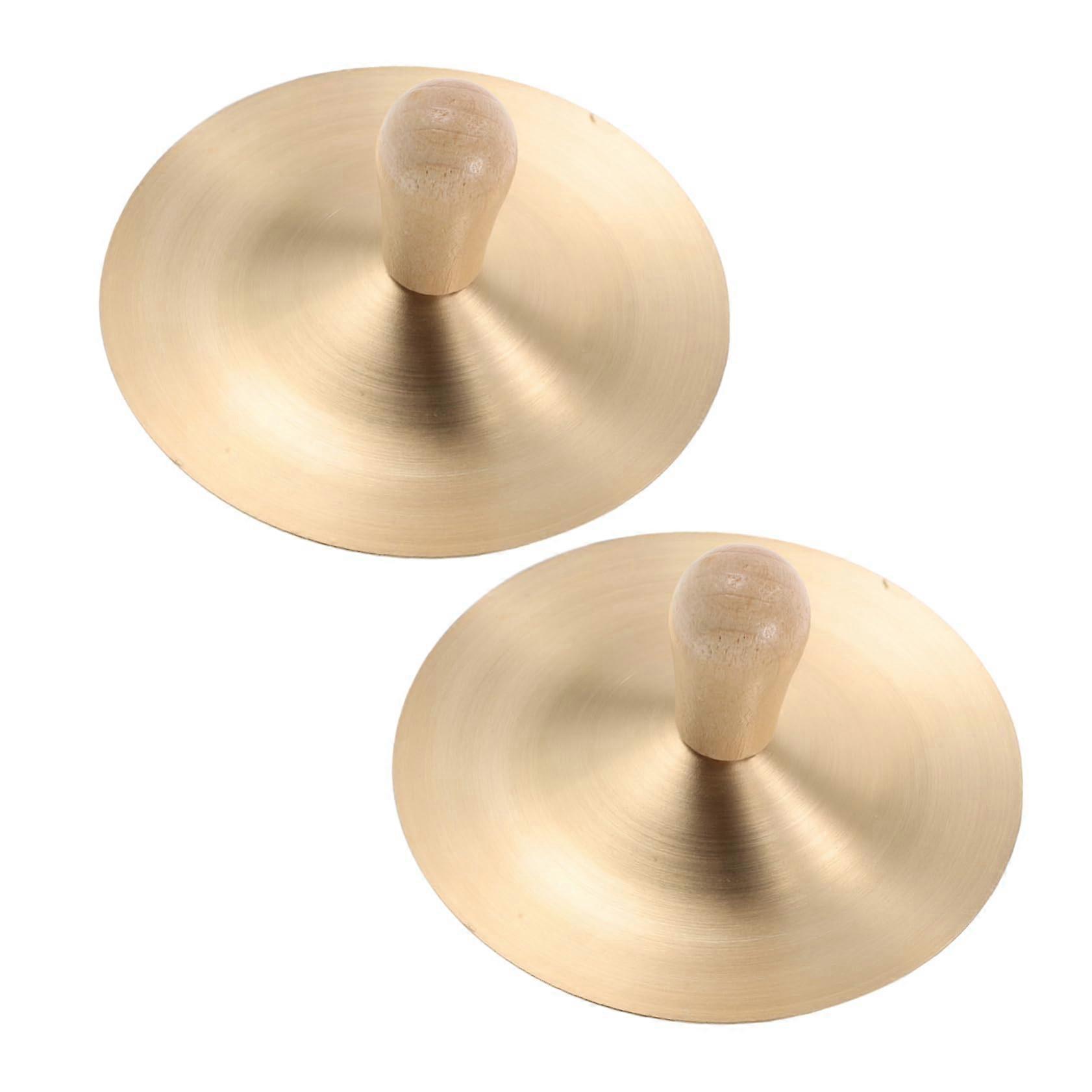 mini finger cymbals with wooden handle for dance, rhythm, kindergartens, music classes