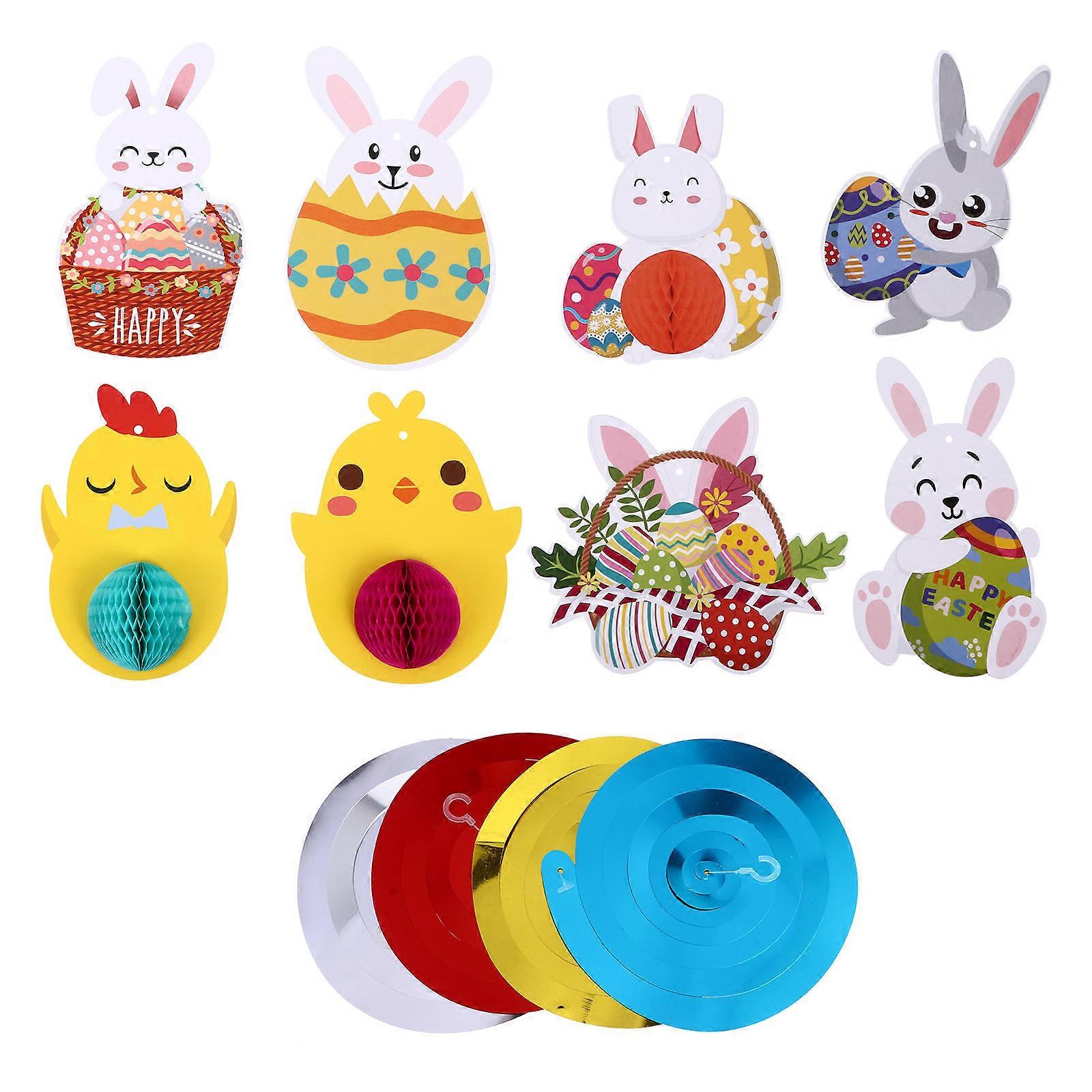 Hanging Swirls Easter Party Decorations Paper PVC Spiral Shape 17.8X10.6CM 16Pcs