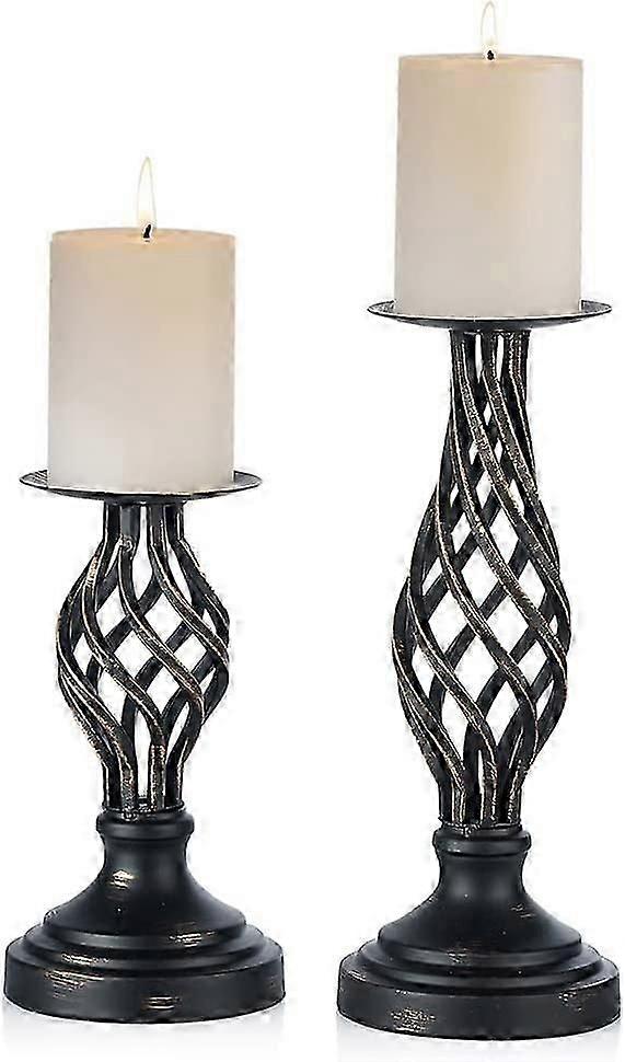 Kerzenhalter Schwarz 2 Stück (21cm + 29cm)