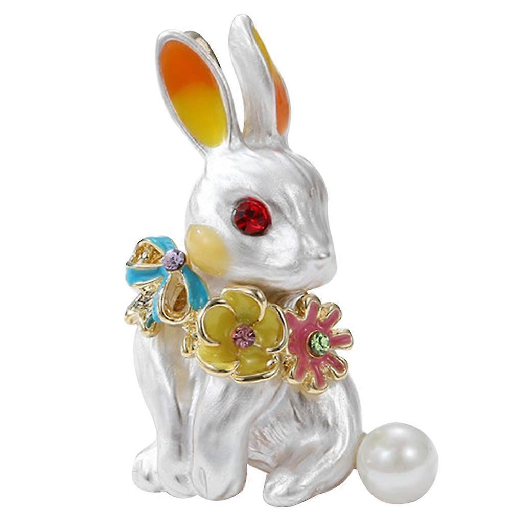 Rabbit Lapel Pin Decorative Alloy Bunny Shape 3.4x2.6cm Multi Color 1Pcs