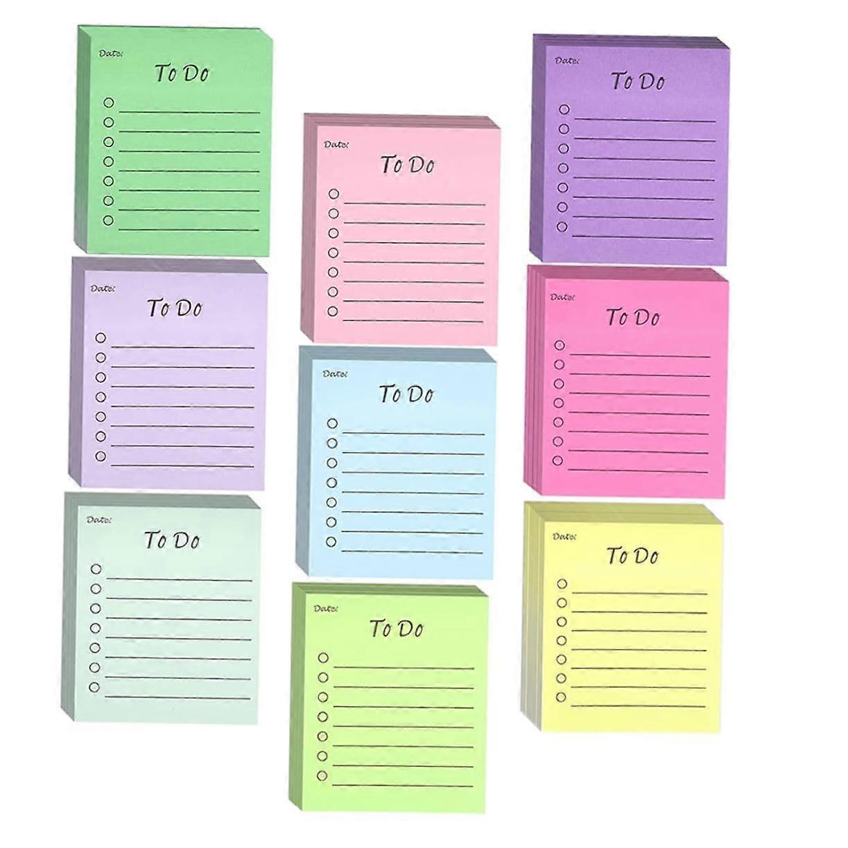 SelfAdhesive Notepads in Fluorescent Colour Pack of 9