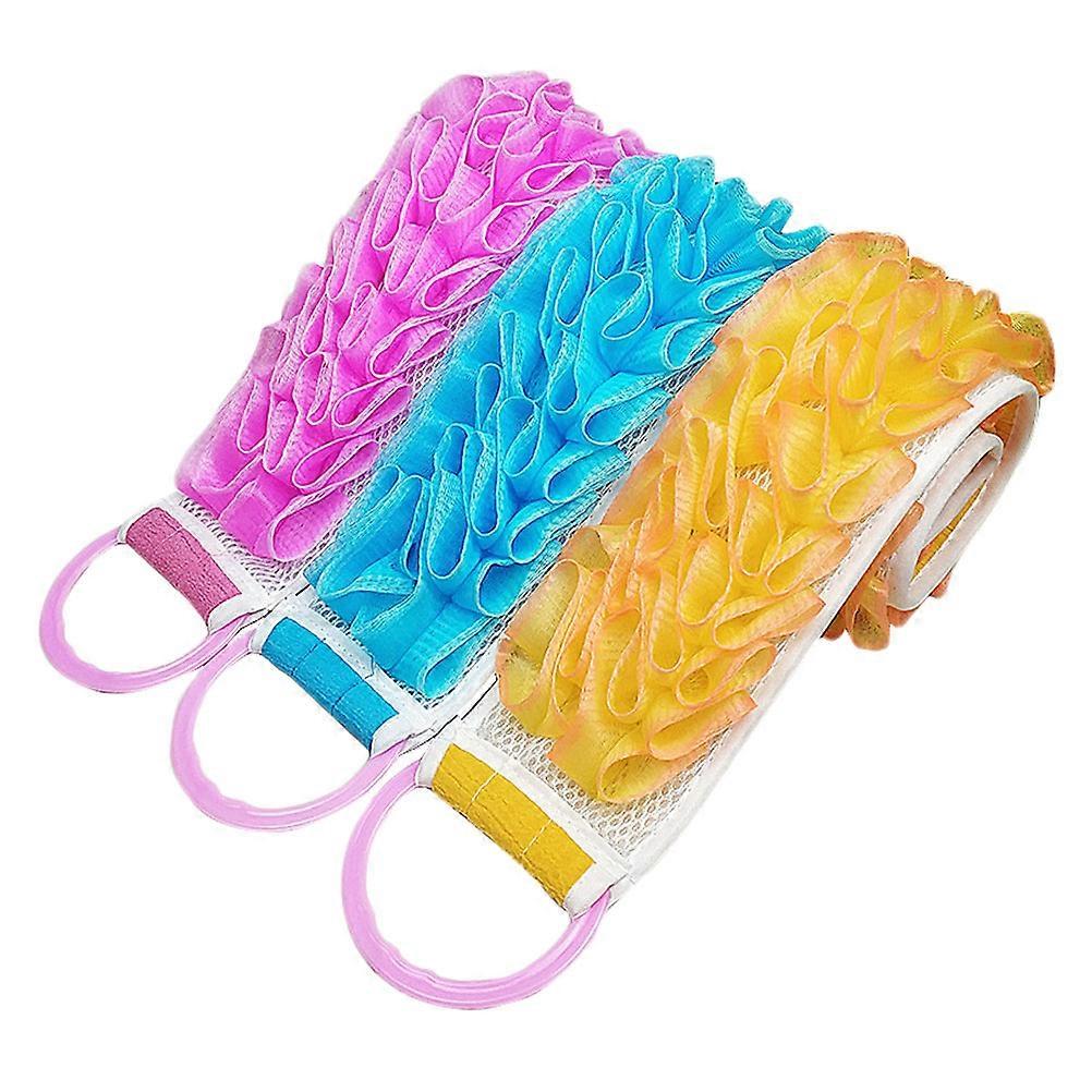Practical Towel for Bathing Pink Double-Sided Strip Back Scrubber 75x10cm Water Absorption 3Pack