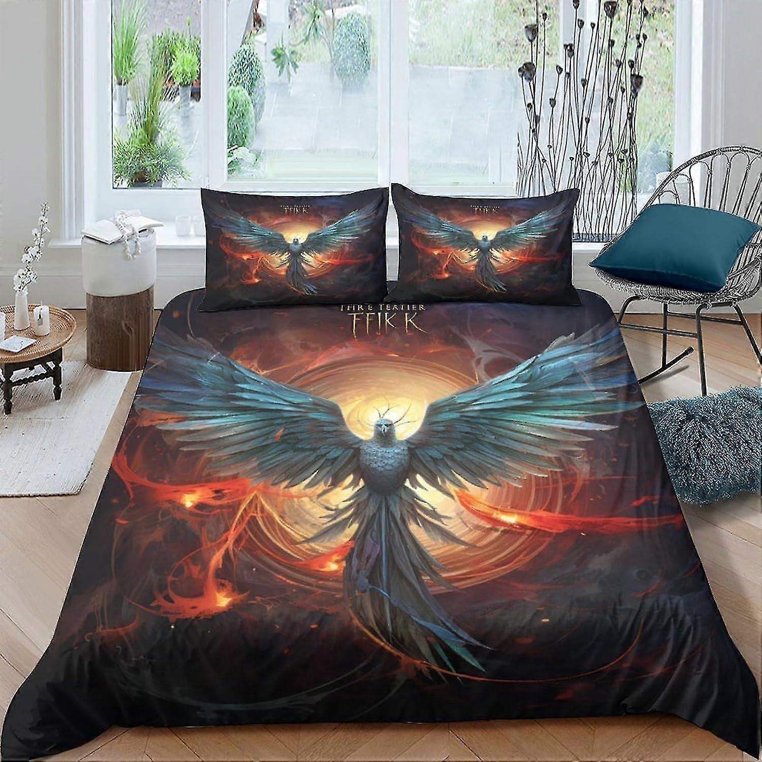 Capa de edredão de pássaro de microfibra de qualidade de hotel macio Conjunto de cama de 3 peças com fecho de zíper para tamanho duplo