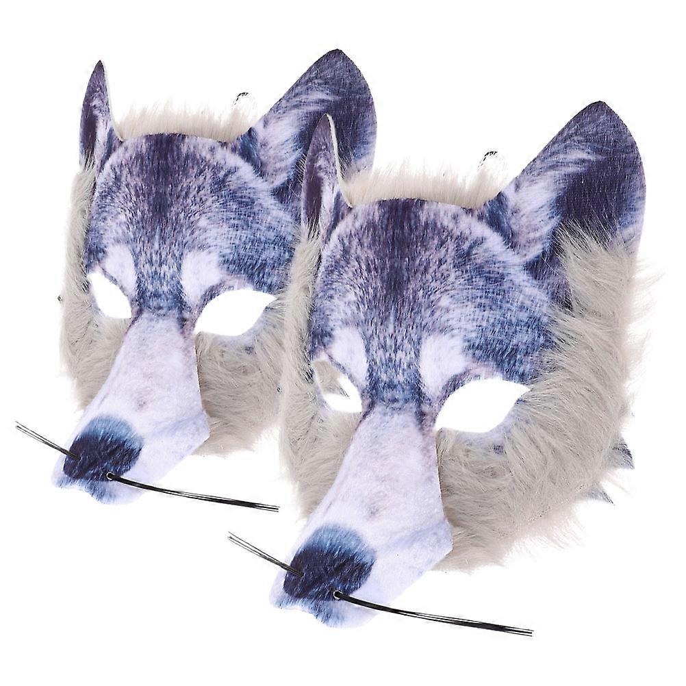 Masquerade Mask Realistic Wolf Head Mask For Masquerade Balls Dress-Up Party 2Set