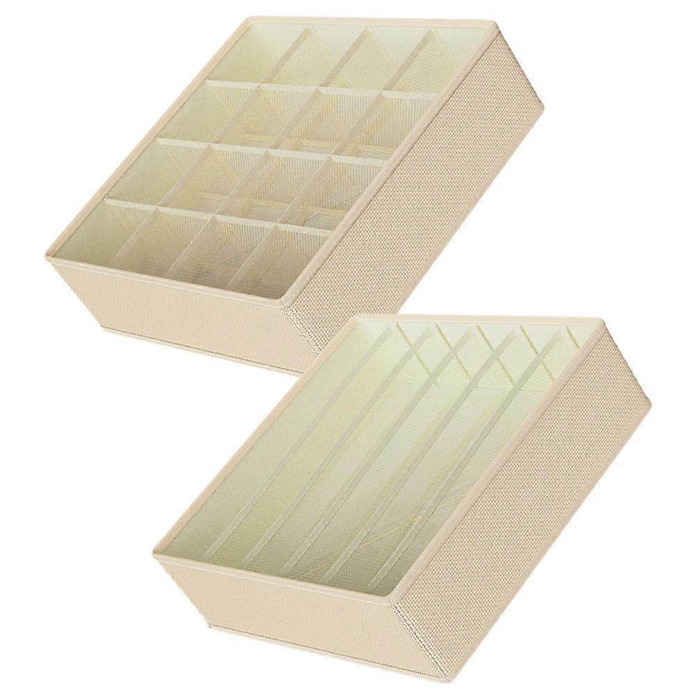 Drawer Organizer Sock Wardrobe Organizer Bedroom Use Beige Multi-Grid Design Foldable 1 Set