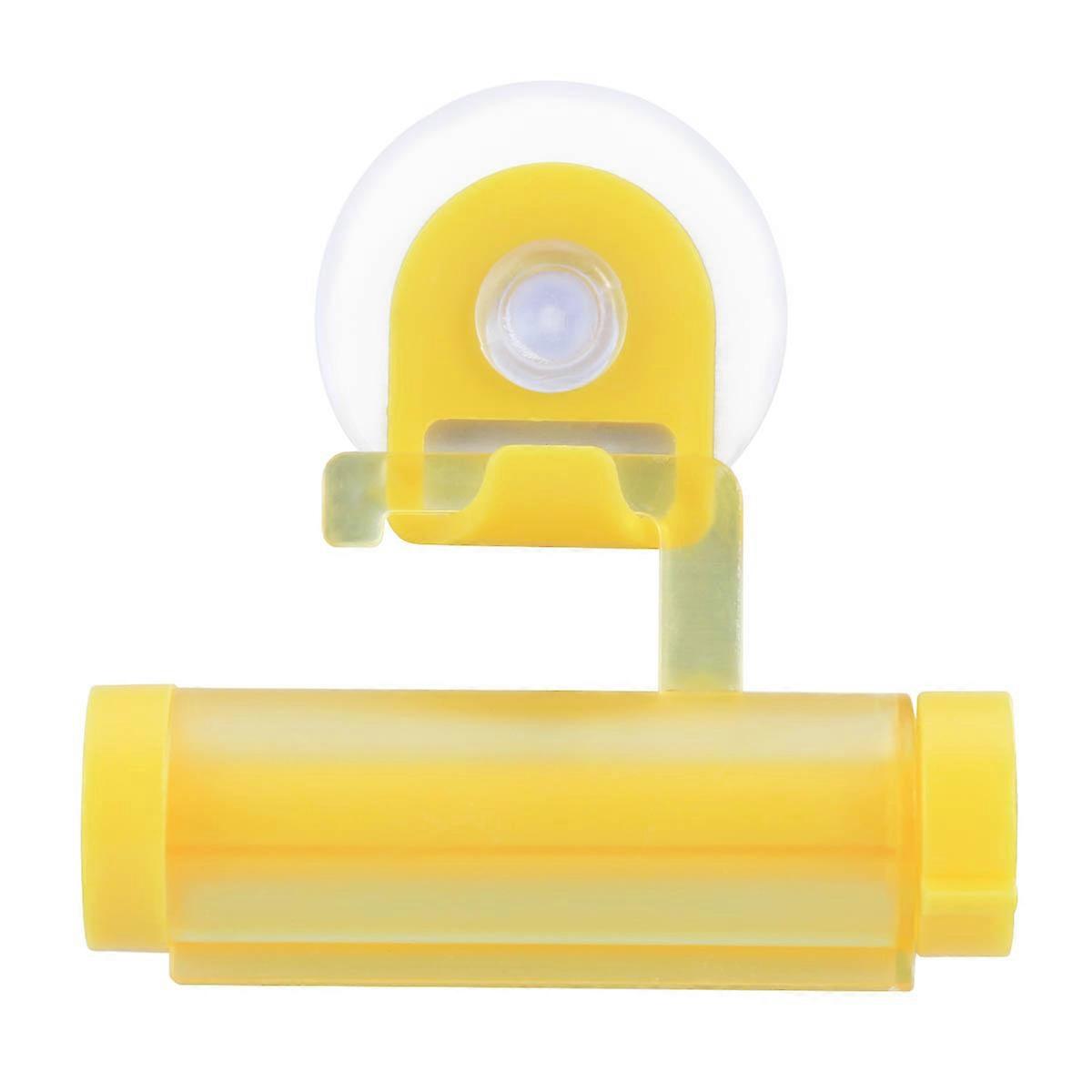 Yellow Toothpaste Dispenser with Roller Suction Cup for Wall Mounting Fits All Tubes Space Saving
