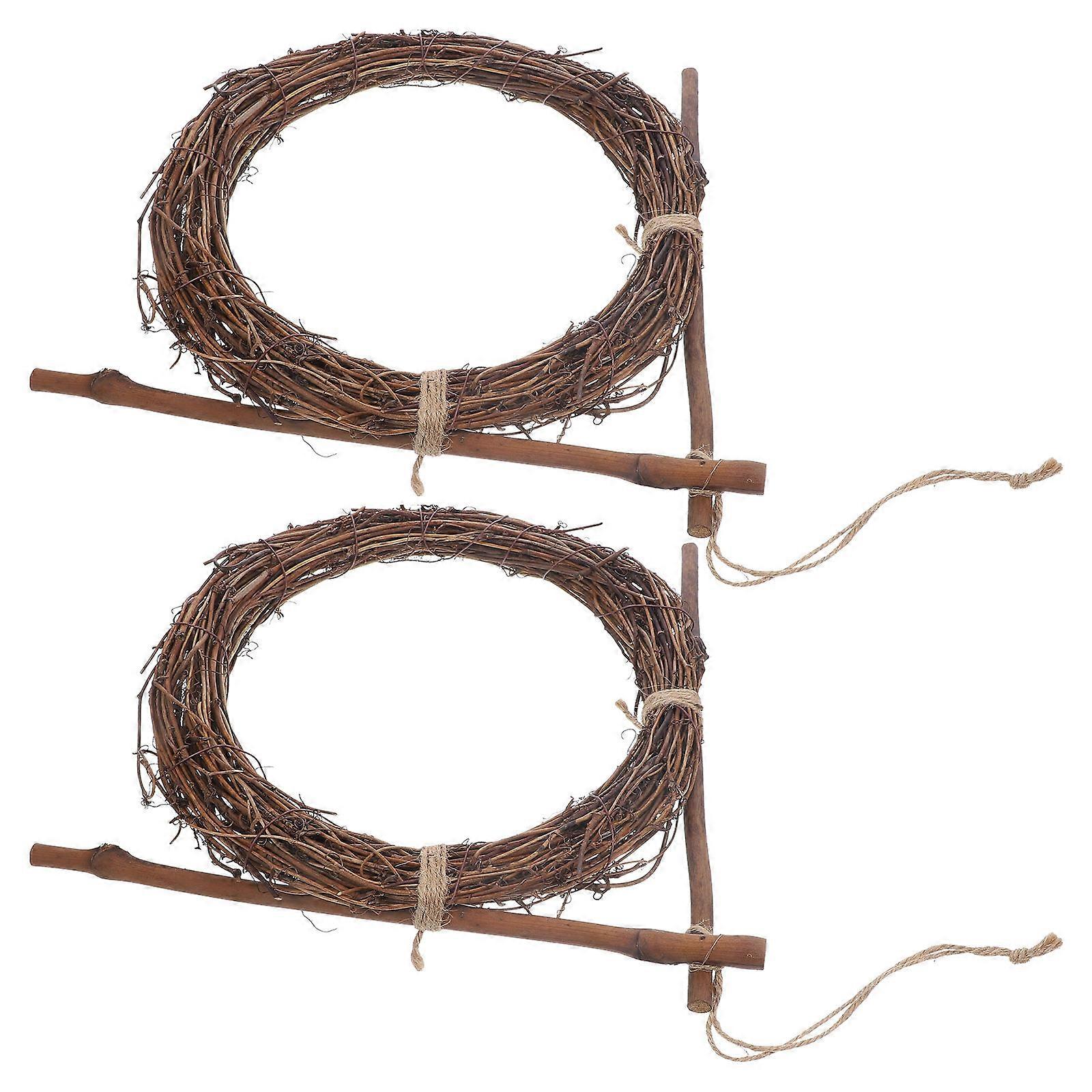 2Pcs Rattan Wreath DIY Hanging Decorative Wreath Frame Garland Frame