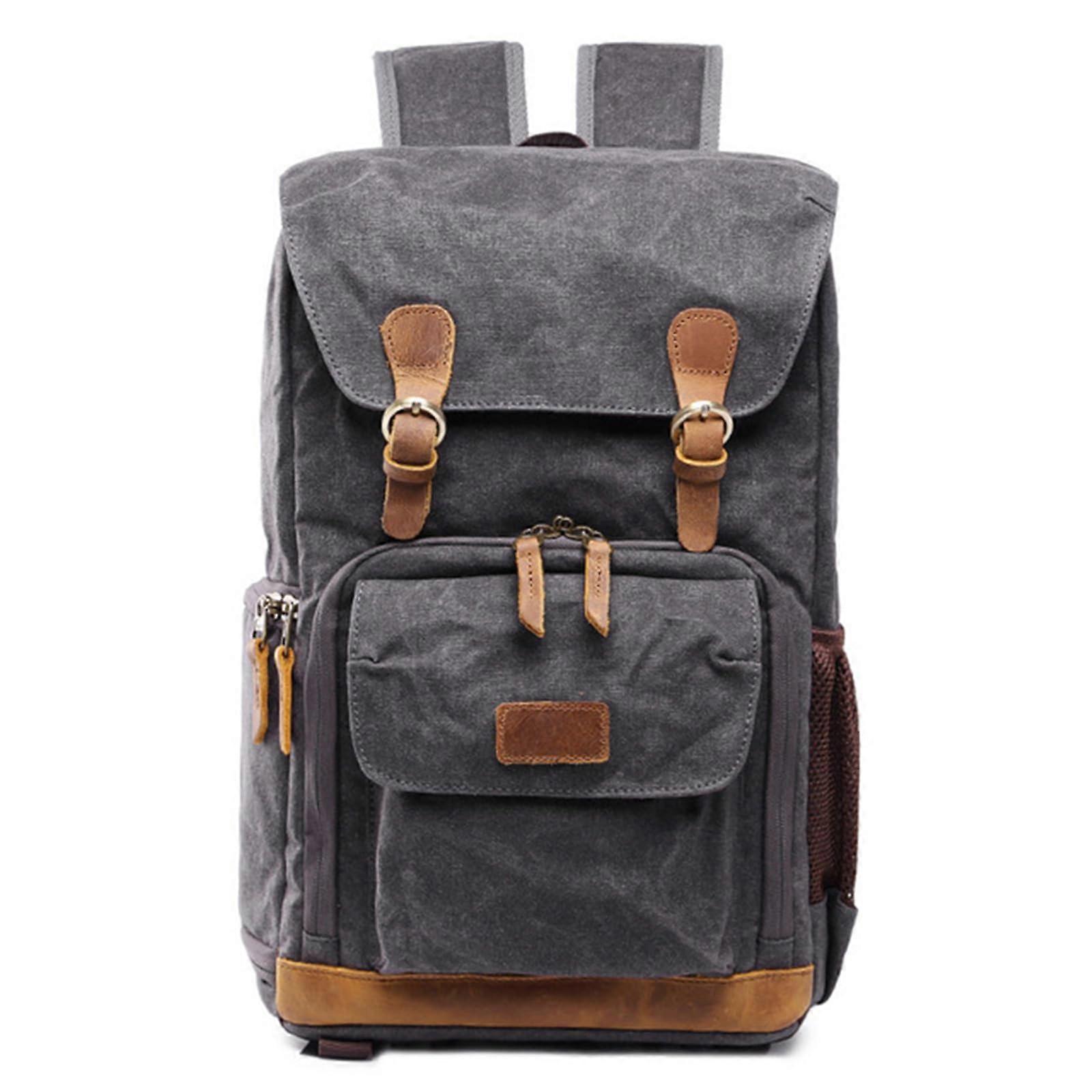 WearResistant Camera Bag Batik Canvas LargeCapacity Photography Bag for DSLR and Mirrorless Dark Grey