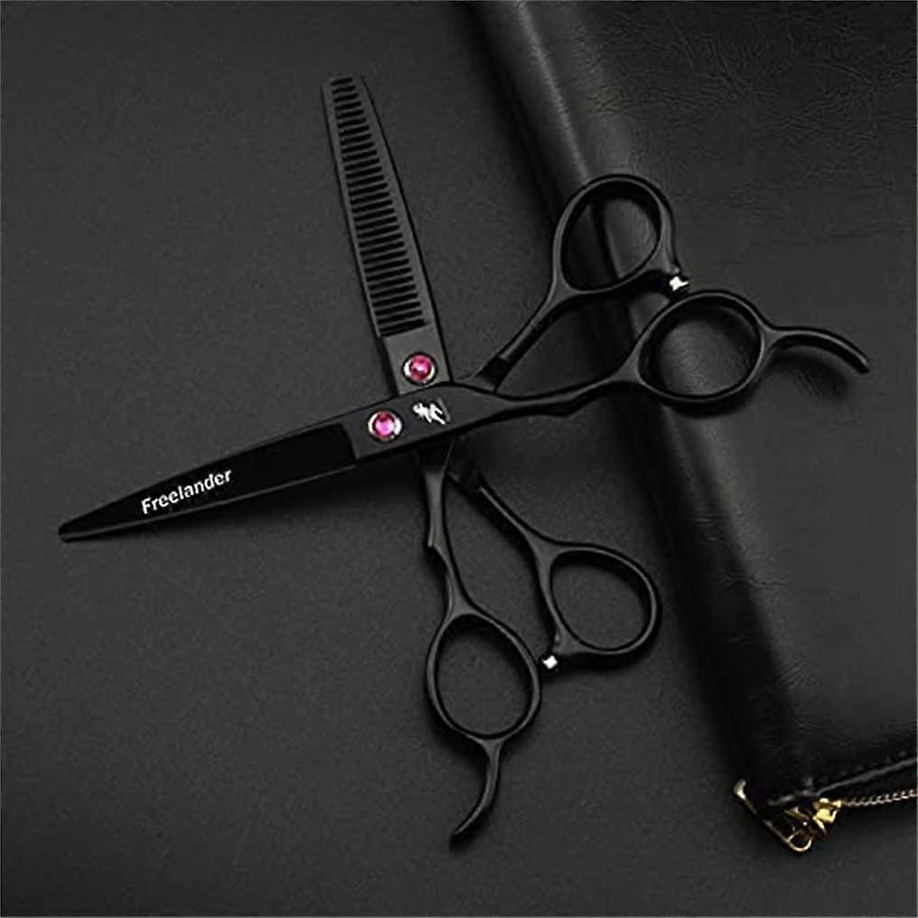 Professional Left Handed Hair Scissors Upgraded Version Japanese Super Cobalt Stainless Steel Left Handed Scissors with Adjustment Screw, Black