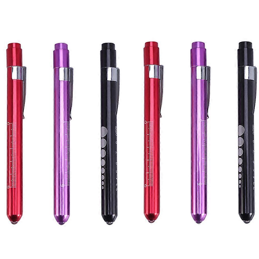 Assorted Color LED Pen Light for Daily Use Lightweight Portable Flashlight Durable Plastic 6pcs