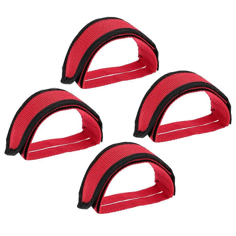 Nylon Bike Pedal Straps for Cycling Use Fully Adjustable with Strong Adhesive Tapes Red Fits Most Feet 2 Pairs