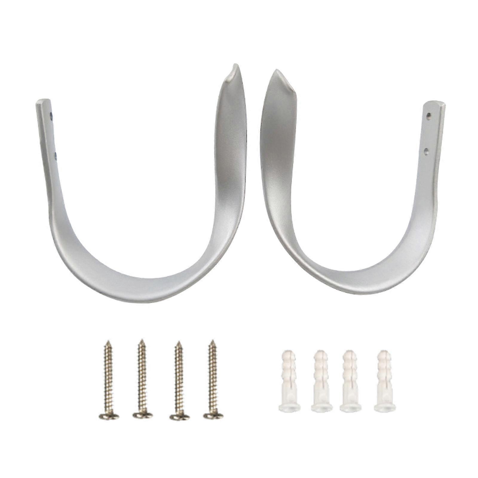 2025 2Pcs Aluminum Curtain Tiebacks Holdbacks Hooks Wall Mounted Window Drapery Holders Hooks for Home and Office Decors Silver