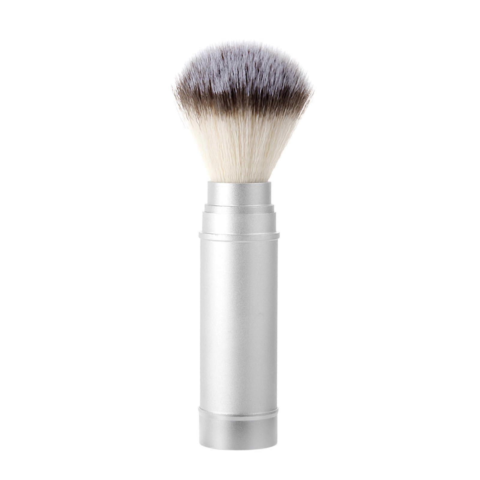 Men's Shaving Brush with Nylon Hair, Beard and Moustache Brush, Silver Shaving Tool, Easy to Use for Grooming