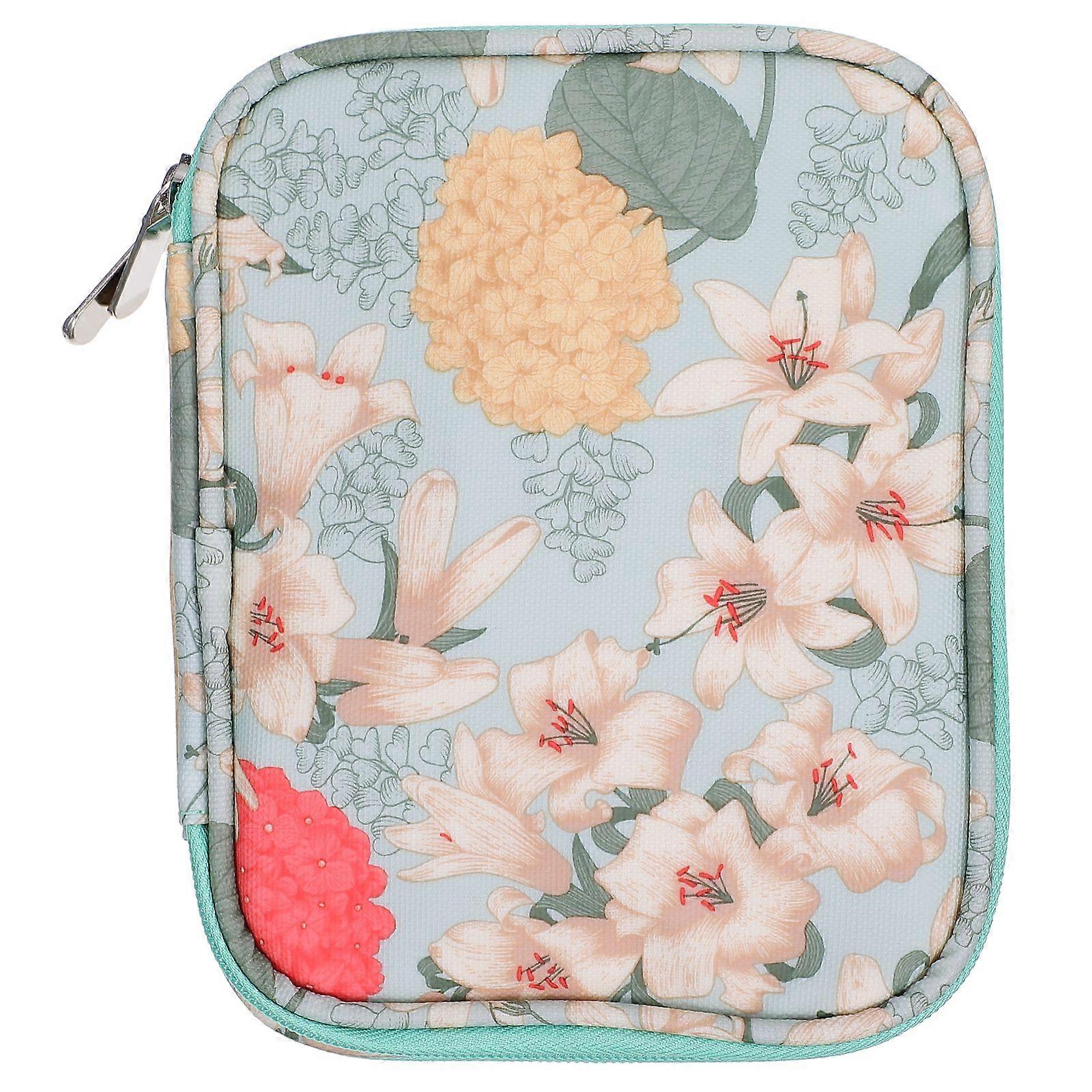 Crochet Hook Case Zipper Storage Bag with Web Pockets for Crochet Needles