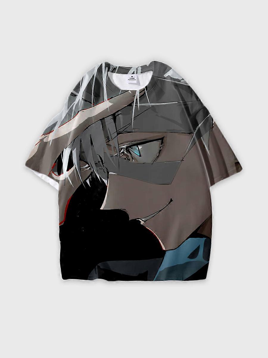 T-shirt round neck Character Pattern loose short sleeve P400