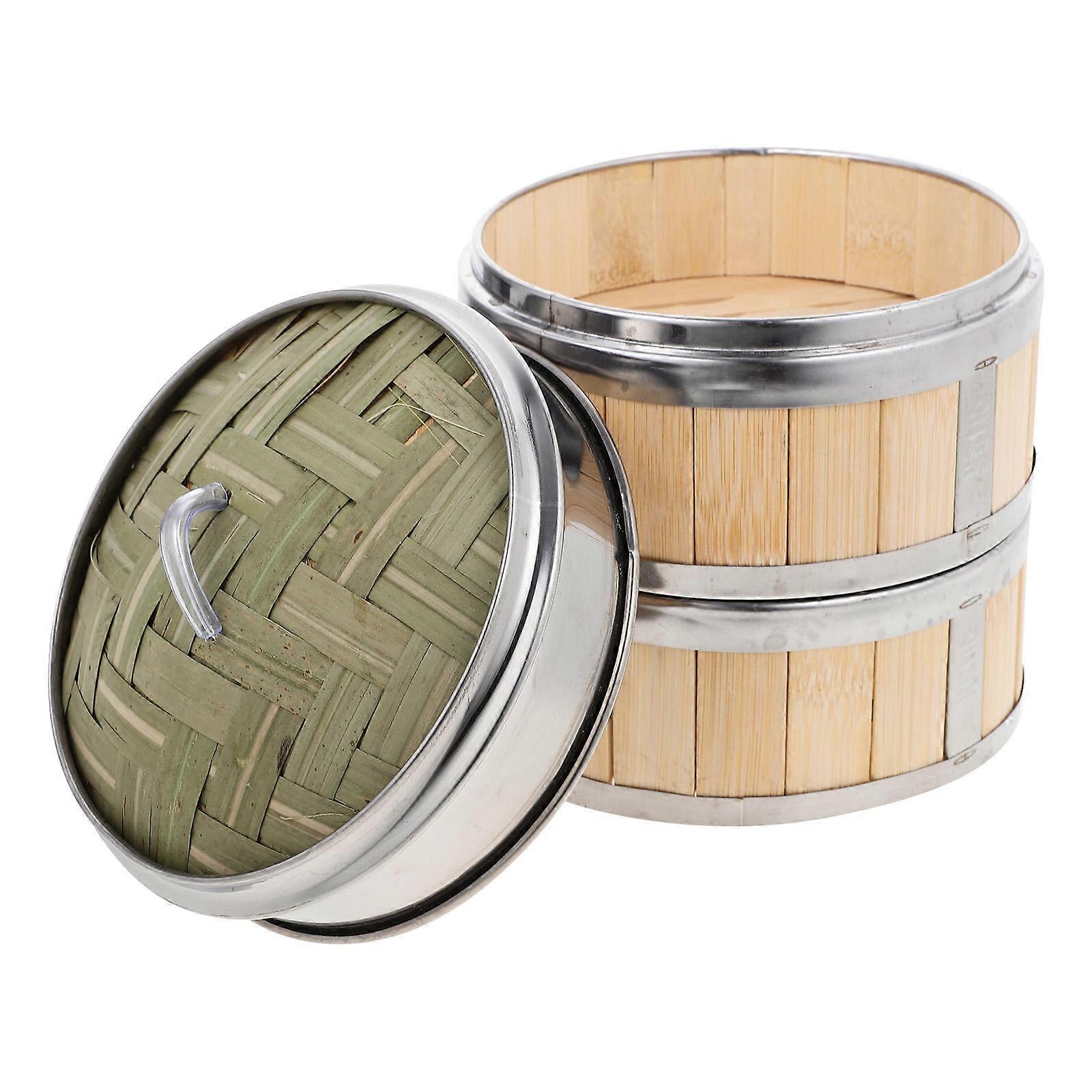 Bamboo Food Steamer Set Reusable for Home Use Stainless Steel Multi Color 1 Set