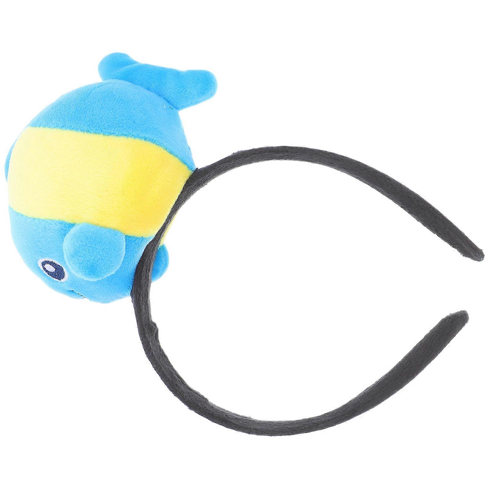 Cute Skyblue Fish Headband with Comfortable Plush and Elastic Fit for Women Parties and Birthdays 4.5 inches