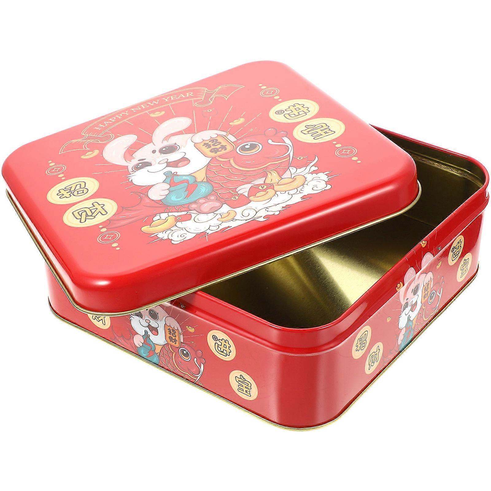 Adorable Rabbit Candy Box Chinese Style Festival Candy Box Red Square Storage 1Pack