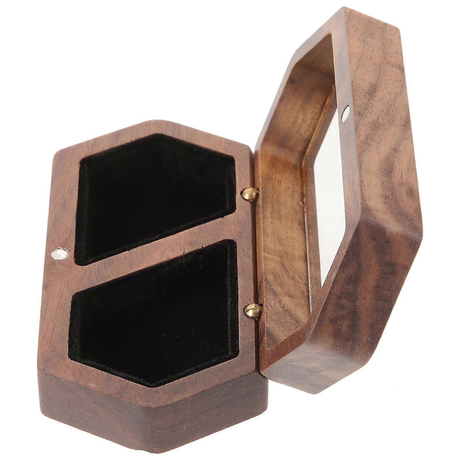 Ring Box Wedding Ring Case Wooden Ring Holder Elegant Texture Home Decoration 1Pack