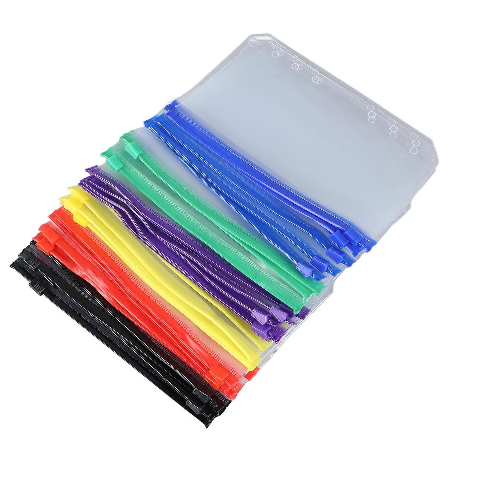 31pcs A6 Size Multicolor Zip Plastic Envelopes Translucent Waterproof Reusable Zipper Folders for Office Classroom Dormitory