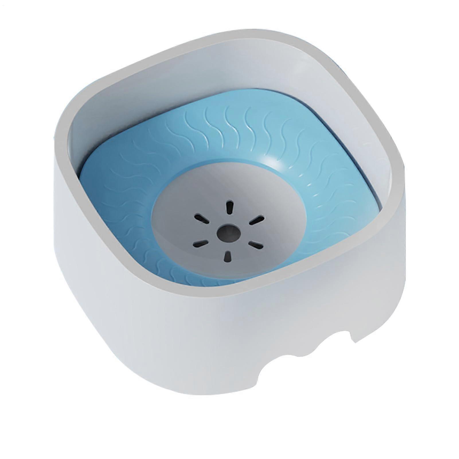 Spill Proof Dog Bowl, Slow Feeder Water Bowl 1L, Portable Non-Slip Pet Dish for Medium Puppies, Blue