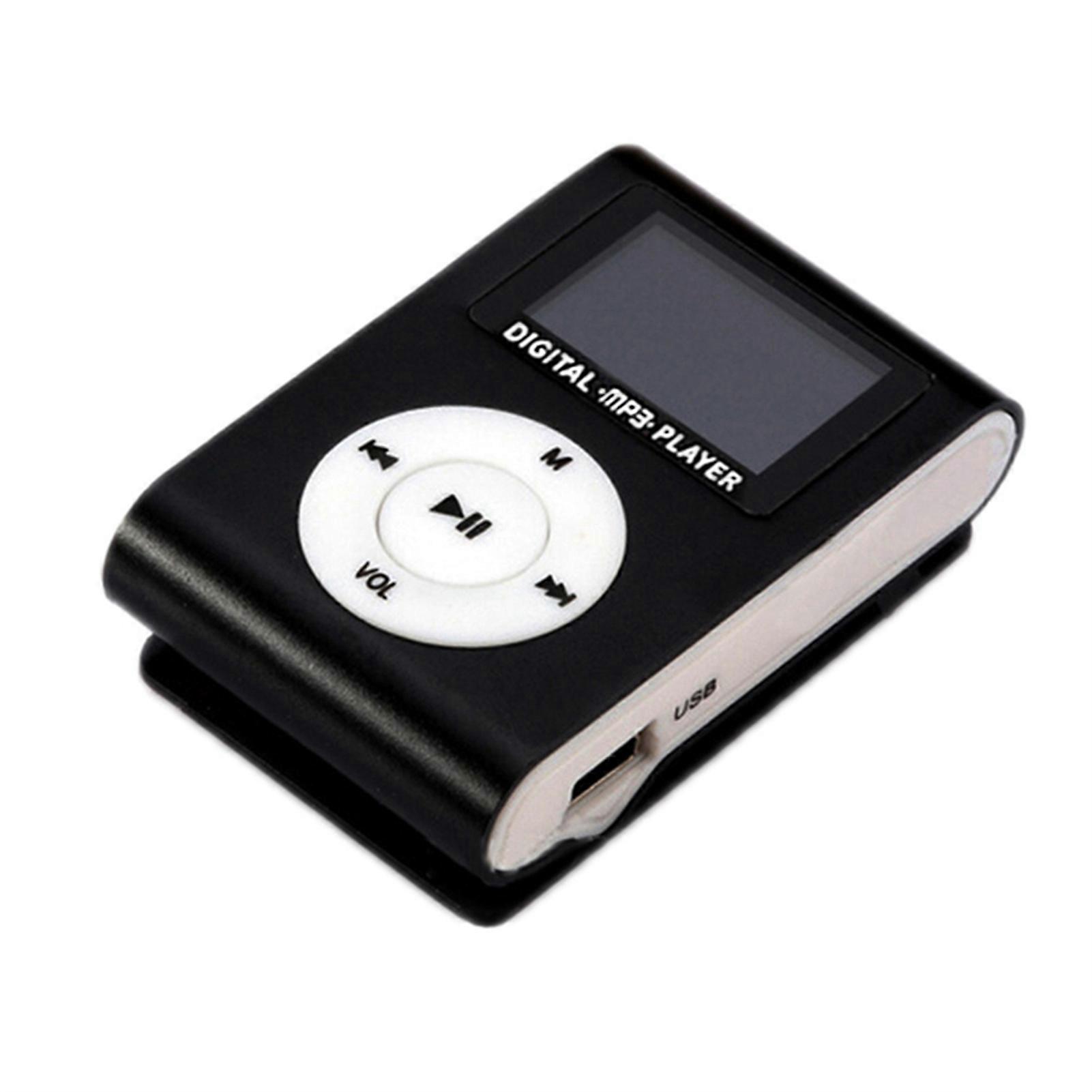 Mini Portable MP3 Music Player Clip-on Design with LCD Screen and TF Card Support Black